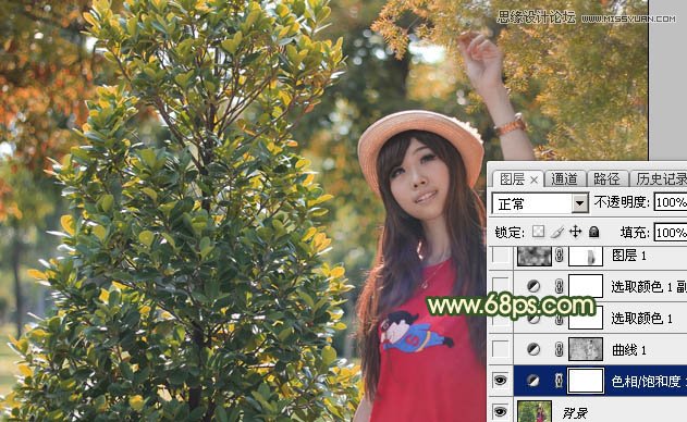 Photoshop调出可爱女孩秋季暖黄色调