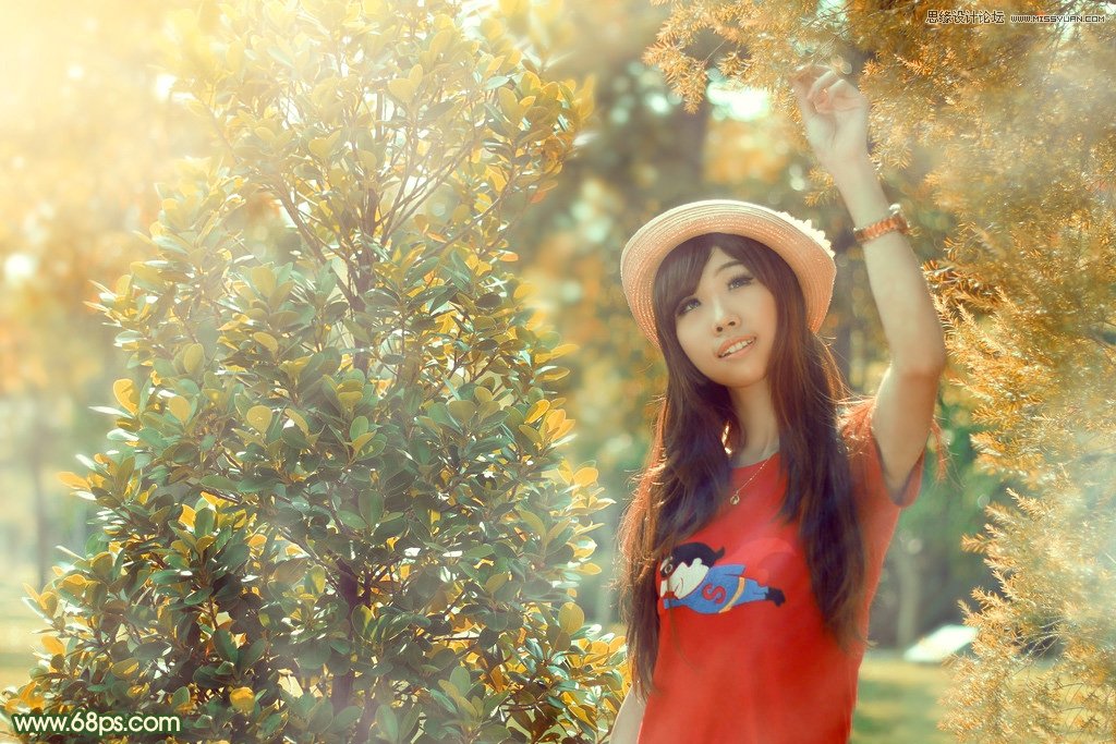 Photoshop调出可爱女孩秋季暖黄色调