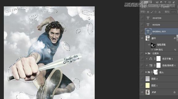 Photoshop合成创意夸张的棒球男孩海报效果