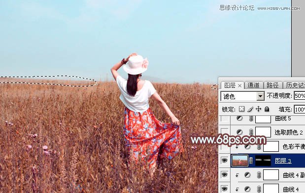 Photoshop调出外景人像秋季红褐色调