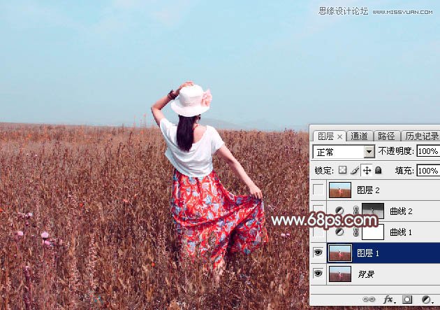 Photoshop调出外景人像秋季红褐色调