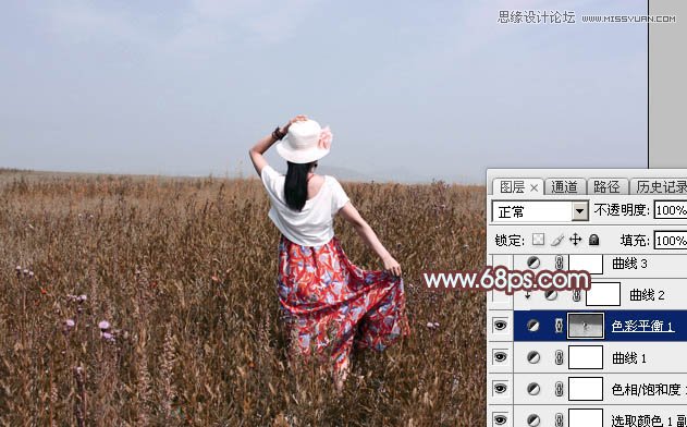 Photoshop调出外景人像秋季红褐色调