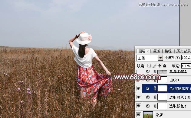 Photoshop调出外景人像秋季红褐色调