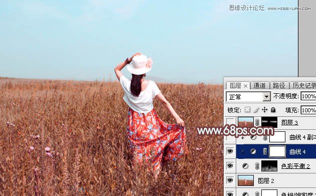 Photoshop调出外景人像秋季红褐色调