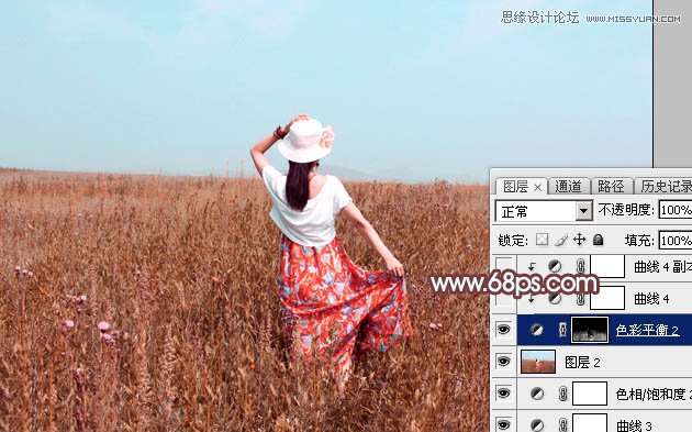 Photoshop调出外景人像秋季红褐色调