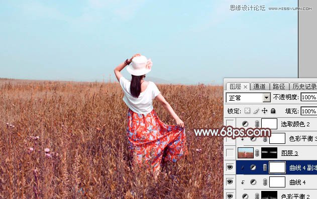 Photoshop调出外景人像秋季红褐色调