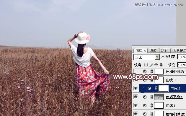 Photoshop调出外景人像秋季红褐色调