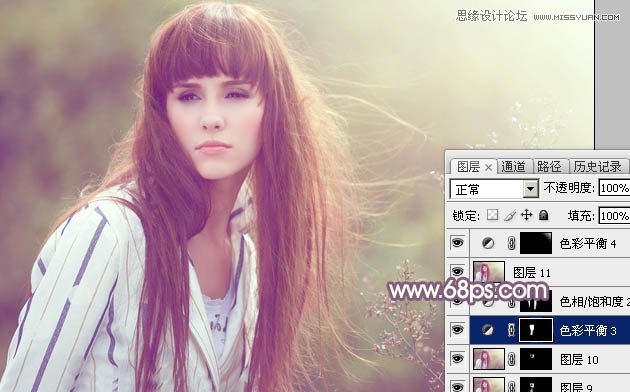 Photoshop调出外景美女甜美的逆光效果