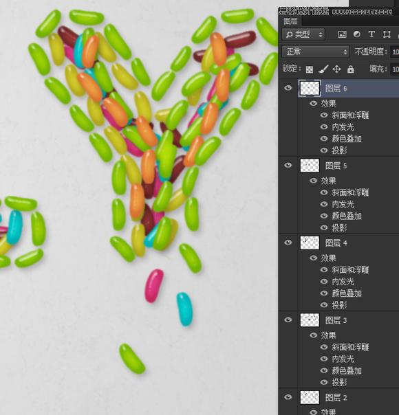 Photoshop设计美味的果冻豆艺术字