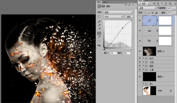 Photoshop合成绚丽打散效果的美女头像
