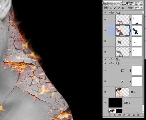 Photoshop合成绚丽打散效果的美女头像