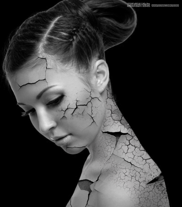 Photoshop合成绚丽打散效果的美女头像