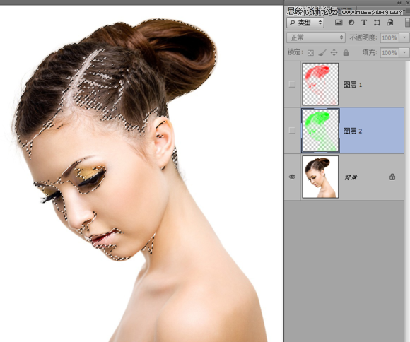 Photoshop合成绚丽打散效果的美女头像