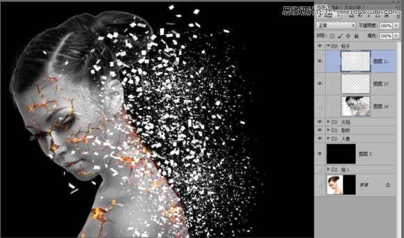 Photoshop合成绚丽打散效果的美女头像