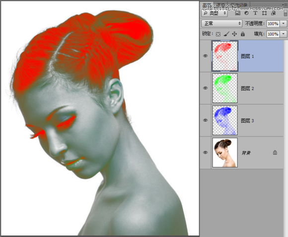 Photoshop合成绚丽打散效果的美女头像