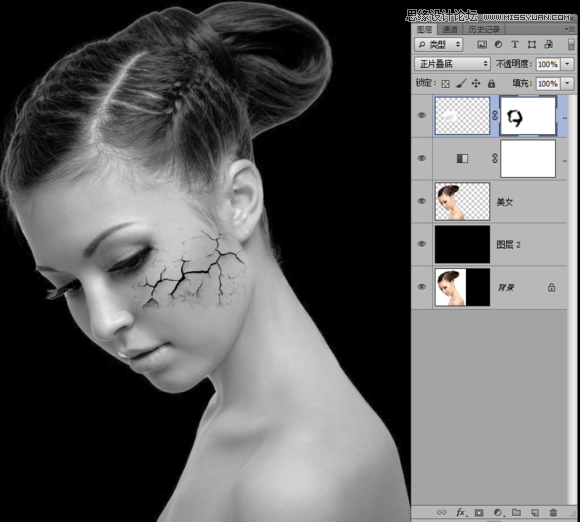 Photoshop合成绚丽打散效果的美女头像