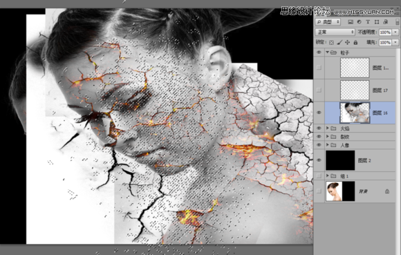 Photoshop合成绚丽打散效果的美女头像