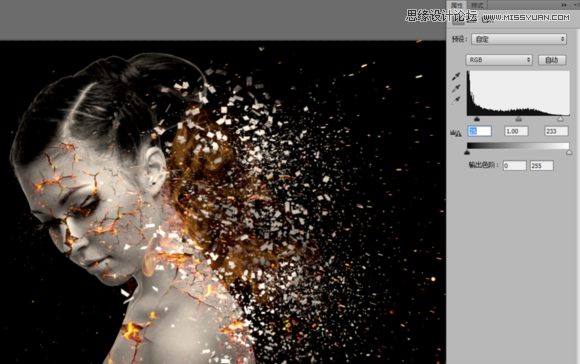 Photoshop合成绚丽打散效果的美女头像