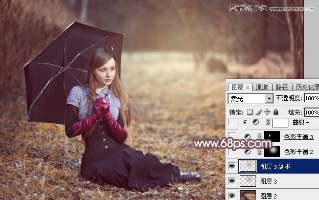 Photoshop调出外景女孩唯美的暖色调