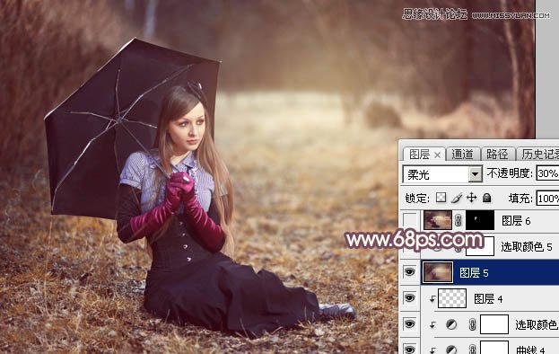 Photoshop调出外景女孩唯美的暖色调