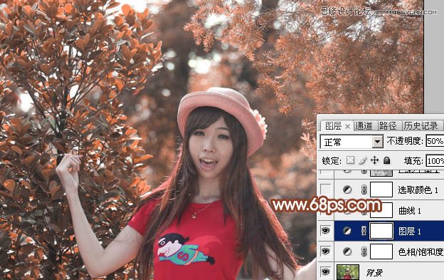 Photoshop调出春季女孩绚丽的红色效果