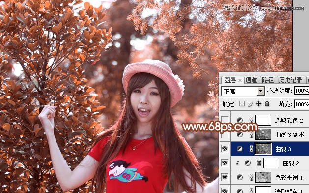 Photoshop调出春季女孩绚丽的红色效果