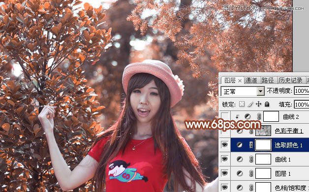 Photoshop调出春季女孩绚丽的红色效果