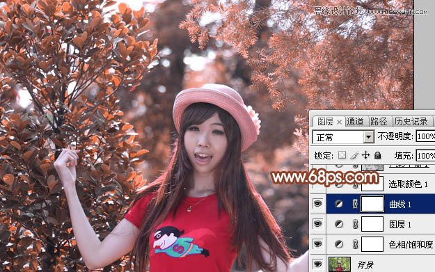 Photoshop调出春季女孩绚丽的红色效果