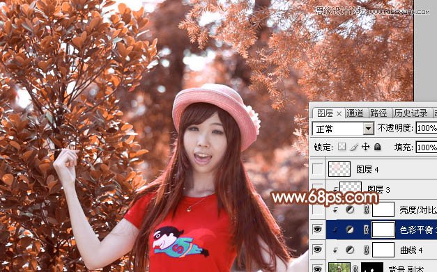 Photoshop调出春季女孩绚丽的红色效果