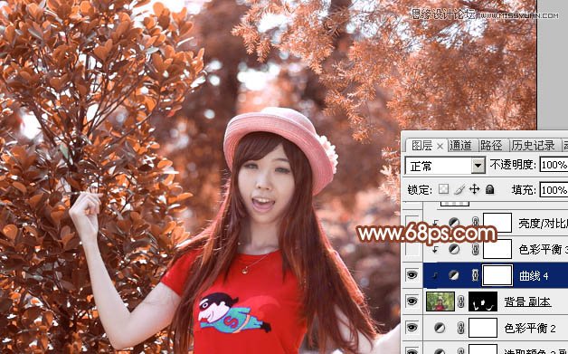 Photoshop调出春季女孩绚丽的红色效果