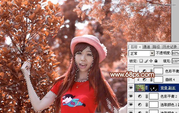 Photoshop调出春季女孩绚丽的红色效果