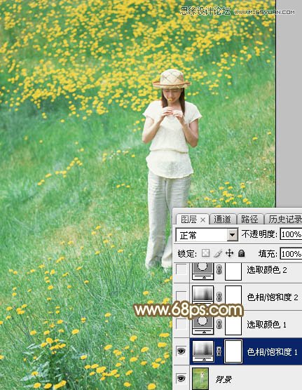 Photoshop调出草地女孩秋季橙色效果
