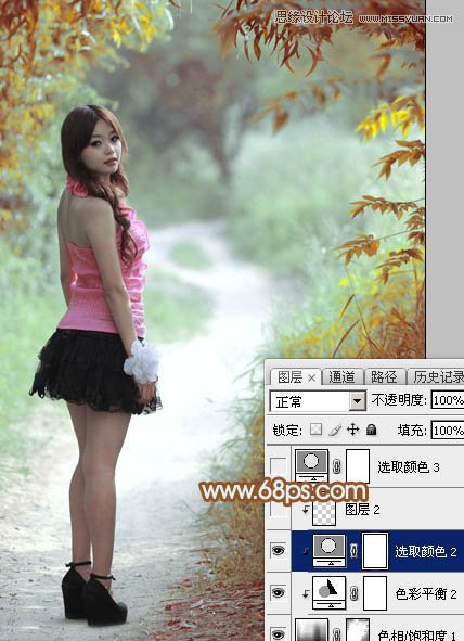 Photoshop调出小路女孩清新唯美效果