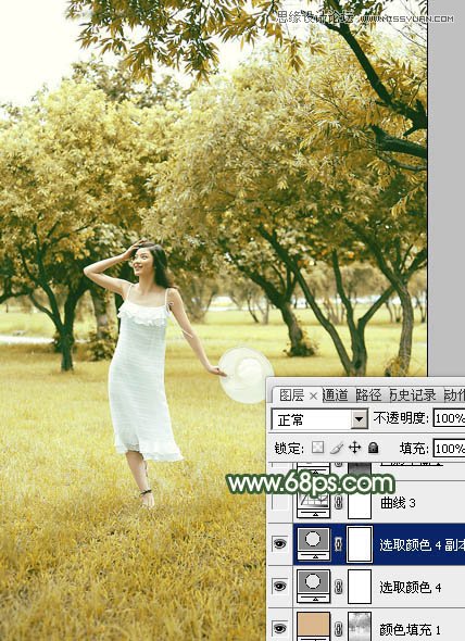 Photoshop调出夏季公园女孩怀旧效果