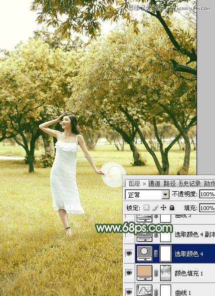 Photoshop调出夏季公园女孩怀旧效果