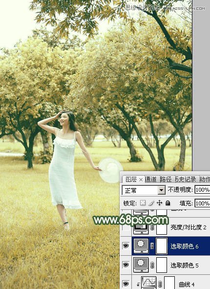 Photoshop调出夏季公园女孩怀旧效果