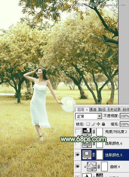 Photoshop调出夏季公园女孩怀旧效果