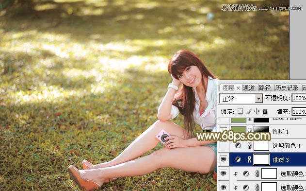 Photoshop调出草地美女朦胧柔美色调