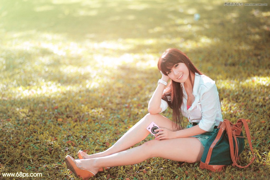 Photoshop调出草地美女朦胧柔美色调
