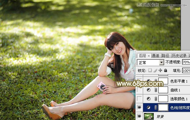 Photoshop调出草地美女朦胧柔美色调