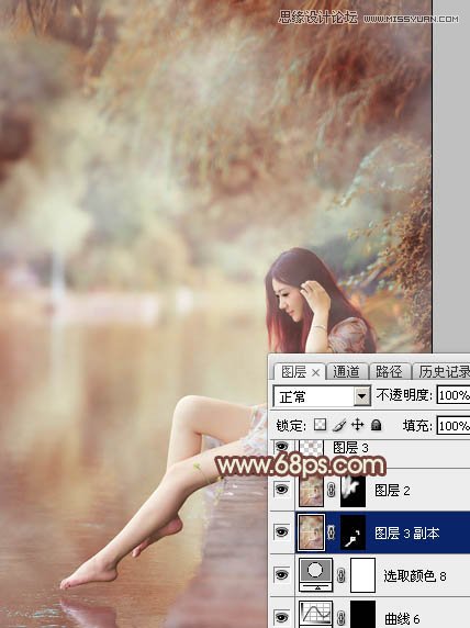Photoshop调出江边美女唯美的淡黄肤色