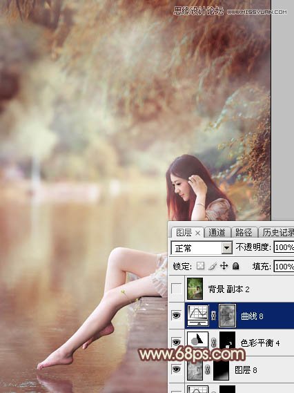 Photoshop调出江边美女唯美的淡黄肤色