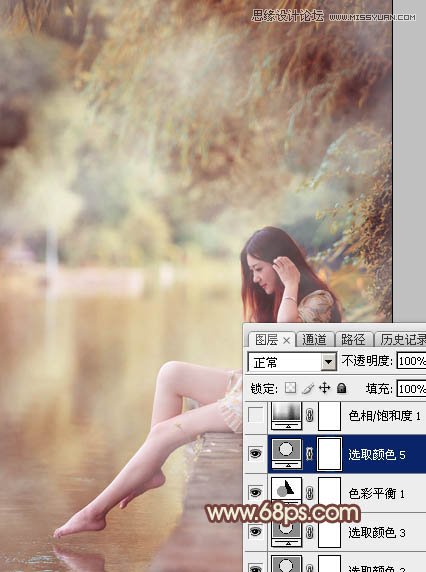 Photoshop调出江边美女唯美的淡黄肤色