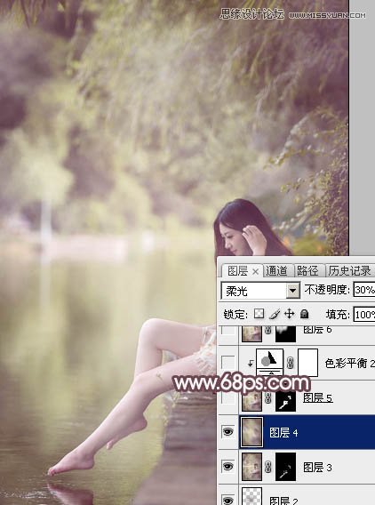 Photoshop调出春季河边美女唯美肤色效果