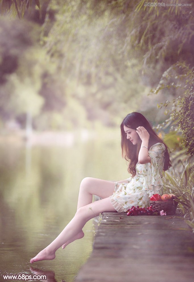 Photoshop调出春季河边美女唯美肤色效果