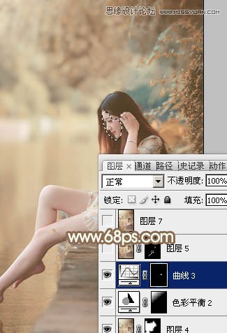 Photoshop调出河边美女秋季淡黄色调