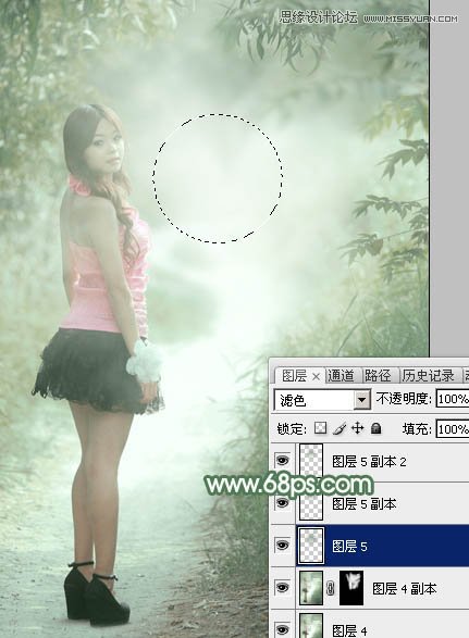 Photoshop调出公园女孩淡雅的绿色效果