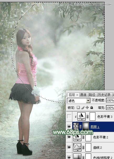 Photoshop调出公园女孩淡雅的绿色效果