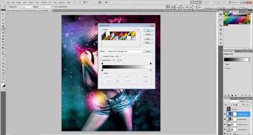 Photoshop设计绚丽光效装饰的美女海报