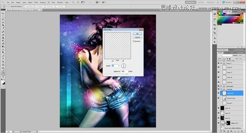 Photoshop设计绚丽光效装饰的美女海报